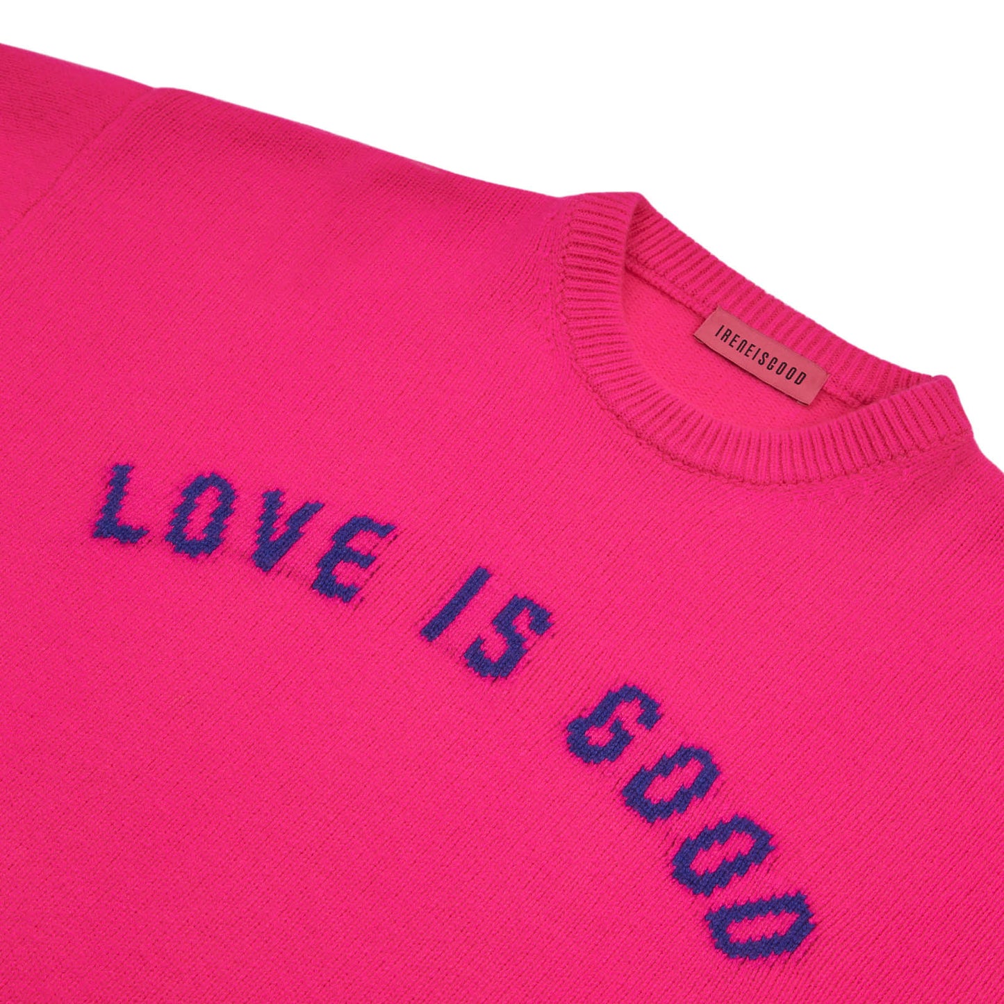 FUXIA LOVE IS GOOD SWEATER